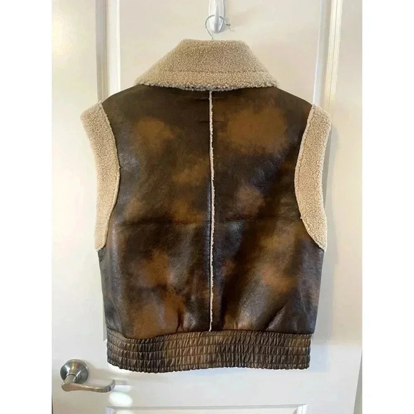 NWT 26 International Women's Faux Leather Aviator Sherpa Vest Size L Western - Picture 7 of 8